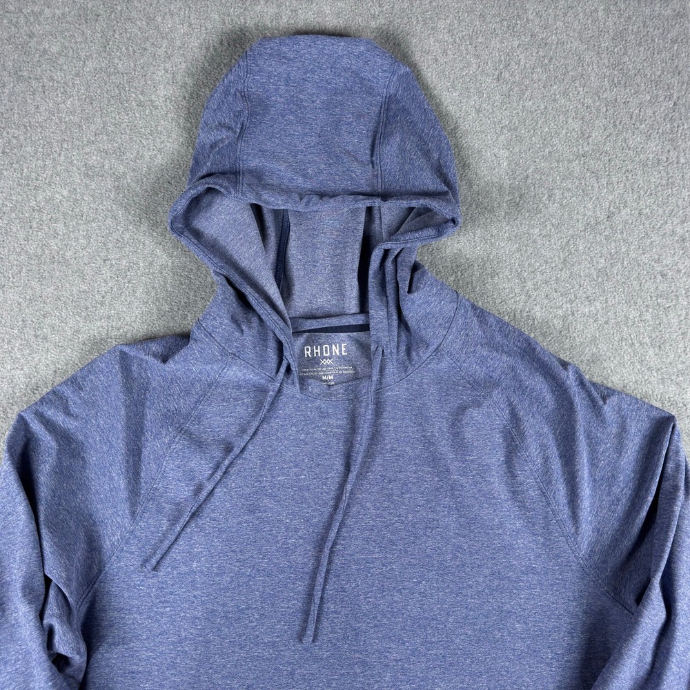 Rhone Reign Performance Hoodie Mens M Blue Pullover Lightweight Athleisure
